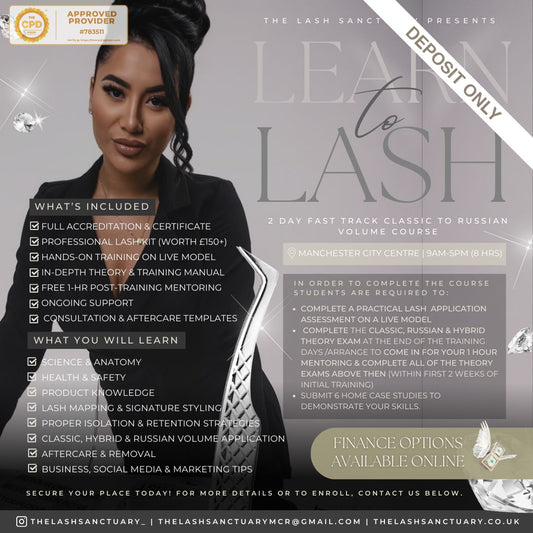 Beginner friendly lash training course - 2 day fast track: classic to russian volume (Deposit Only)