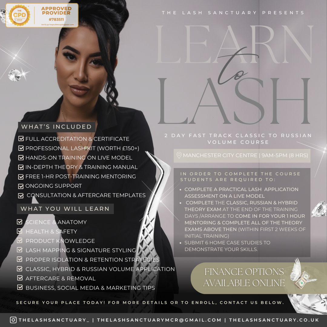 Beginner friendly lash training course - 2 day fast track: classic to russian volume